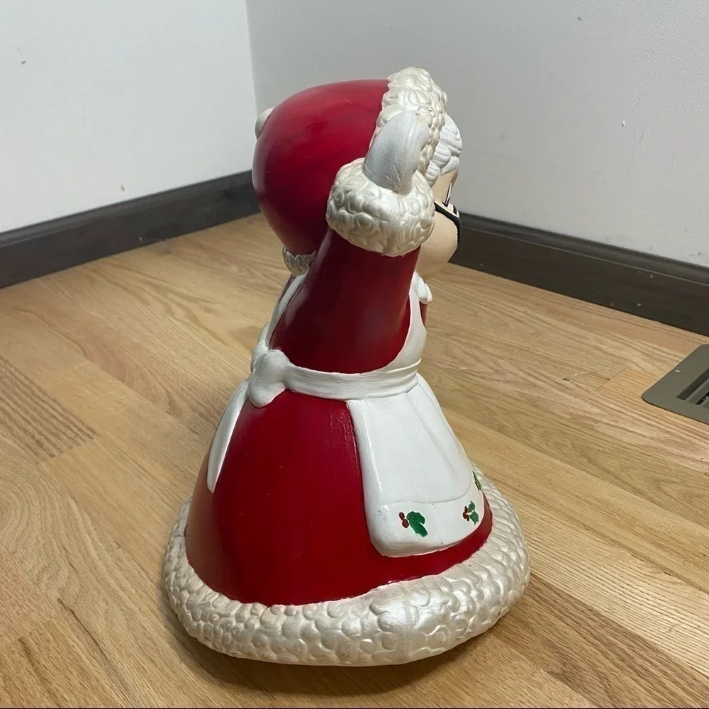 Vintage Mrs. Clause Ceramic Blow Mold Decoration Christmas Red White